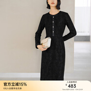 顏域復(fù)古法式連衣裙女裝2024新款冬季優(yōu)雅氣質(zhì)長(zhǎng)袖圓領(lǐng)蕾絲裙子女 黑色 S/36