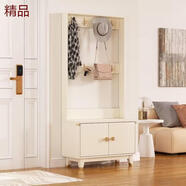 Fengze純實(shí)木掛衣架胡桃色新中式衣帽架換鞋凳入門(mén)柜門(mén)廳柜玄關(guān)實(shí)木鞋柜 80長(cháng)純實(shí)木奶油色