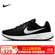耐克NIKE跑步鞋男緩震透氣REVOLUTION 6運(yùn)動(dòng)鞋DC3728-003黑白42