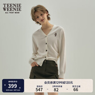 Teenie Weenie小熊針織開(kāi)衫女秋冬刺繡綿羊毛長(zhǎng)袖針織開(kāi)衫外套女 象牙白 M (165)