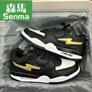 森馬情侶板鞋男女2025秋新款學(xué)生休閑韓版小眾潮流氣墊復古運動(dòng)鞋 黑金色 36