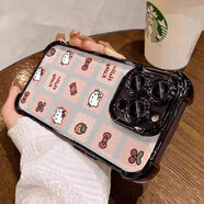 櫻桃kt貓適用蘋果16PROMAX手機殼iPhone17透明15軟殼14ins風13/12 DJ10櫻桃kt貓【黑色電鍍四角殼】 蘋果6PLUS