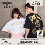 BOY LONDON【范丞丞同款】夏季短袖情侶小熊涂鴉滿印潮牌T恤N01019 黑色 S 此款偏大，建議拍小一碼