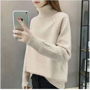 俞兆林（YUZHAOLIN）高領(lǐng)加厚針織毛衣女2025新款秋冬季內外穿短款套頭韓版百搭打底衫 杏色 M 85-100斤