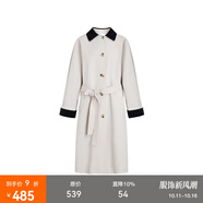 fano studios范洛Fano 韓系復(fù)古文藝風(fēng)撞色條絨拼接廓形感簡(jiǎn)約長(zhǎng)風(fēng)衣外套女秋 冷米色第二批 L