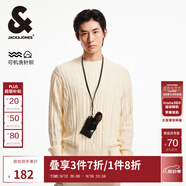 杰克·瓊斯（JACK&JONES）男裝秋冬新款打底衫寬松圓領(lǐng)毛衣男衣身織花百搭長袖套頭針織衫男 奶油白A43 常規(guī) 奶油白A43 3XL 195