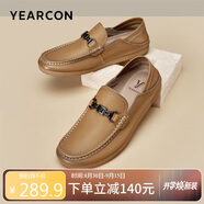 意爾康男鞋舒適一腳蹬休閑套腳豆豆鞋 57394W 土黃 41 