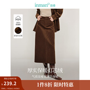 茵曼（INMAN）茵曼2025秋冬女裝新款簡約百搭燈芯絨半身裙中高腰顯瘦全棉直筒裙 咖啡色 L