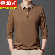 恒源祥品牌春秋冬純棉長(cháng)袖t恤男爸爸裝中老年polo衫體恤中年加絨打底衫 hyx-76015翻領(lǐng)長(cháng)袖T恤咖色 常規 M 165 (體重120斤及以下)