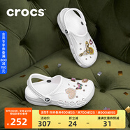crocs卡駱馳洞洞鞋貝雅男鞋女鞋輕便耐磨一腳蹬拖鞋休閑鞋|10126 白-100 39 (240mm)