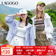 LAGOGO元?dú)庑蓍e連帽防曬衣女拉谷谷夏季新款輕薄運(yùn)動(dòng)寬松時(shí)尚外套 本白色(V1) XL