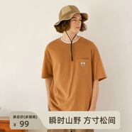NOTHOMME 涼感抗菌280g重磅日系潮牌夏基礎(chǔ)口袋純色寬松短袖T恤男 姜黃色 S