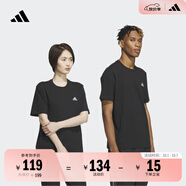 adidas情侶休閑純棉上衣圓領(lǐng)短袖T恤男女夏季阿迪達(dá)斯官方輕運(yùn)動(dòng) 黑色 L