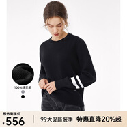 Navigare意大利小帆船純羊毛衫女士秋冬款保暖毛衣圓領(lǐng)針織衫內(nèi)搭打底衫 黑 S