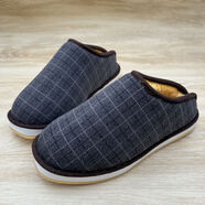 葉余秋冬季手工棉拖鞋保暖居家男女室內加厚軟底老人防滑拖鞋棉鞋 灰格L棉拖鞋 偏小 加2碼買(mǎi) 36