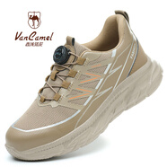 西域駱駝（VANCAMEL）超輕EVA底旋轉(zhuǎn)紐扣勞保鞋防砸防刺穿勞保鞋四季款輕便耐磨工作鞋 卡其色 42