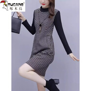 啄木鳥氣質(zhì)連衣裙女秋裝2025新款小個子早秋季假兩件毛衣裙子內(nèi)搭配大衣 圖片色(薄款) XL 【58-63kg】