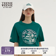 Teenie Weenie小熊短袖T恤女夏季寬松圓領(lǐng)短袖T恤棉質(zhì)時(shí)尚打底衫女 綠色 160/S
