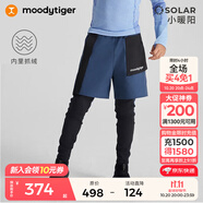 moodytiger男童褲子抓絨保暖冬季中大童長(zhǎng)褲拒水高彈假兩件運(yùn)動(dòng)褲| 小暖陽(yáng) 翎羽藍(lán) 170 cm