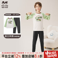 瑁恩·瑁愛(ài)（Mn·Mo）瑁恩瑁愛(ài)男童加絨加厚保暖內衣套裝金鉆絨兒童秋衣秋褲冬季打底衣 假日風(fēng)情(抹茶綠) 175 建議身高約165-170cm