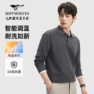 七匹狼長(cháng)袖Polo衫男裝衣服上衣翻領(lǐng)體恤多彩固色T恤衫秋季衣服 002(黑灰)1D1F XL 175/92A