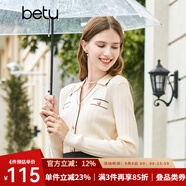 百圖betu女裝秋新款針織衫小翻領(lǐng)長袖小香風(fēng)針織POLO衫女2308T15 杏色 L