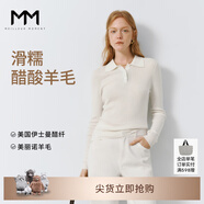 麥檬MM爆款寬松連帽質(zhì)感針織衫毛衣上衣25秋冬新款 Polo領(lǐng)-長(zhǎng)袖-白色5F7932691 （白色微透 介意慎拍） L