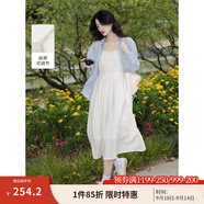 茵曼（INMAN）章若楠同款歐若風(fēng)天絲薄開衫女裝襯衫2025夏季新品長(zhǎng)袖襯衣 吊帶裙田園杏-18322336 S