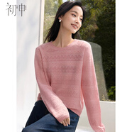初申秋冬100%純羊毛衫女圓領(lǐng)精致絞花顯瘦經(jīng)典百搭毛衣打底衫S54Y073