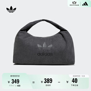adidas「云朵包」牛仔風(fēng)大容量運動挎包女子阿迪達斯官方三葉草 黑色 NS