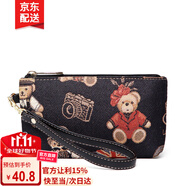 小熊依戀女士手拿包化妝包時(shí)尚多功能手機小零錢(qián)包帆布手包鑰匙包