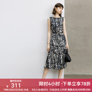 顏域設(shè)計感時尚連衣裙女2024新款秋季裙子氣質(zhì)連身裙中長款背心裙 黑白花 L