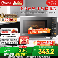 美的（Midea）家用變頻微波爐平板式易清潔 800W微波速熱 一鍵智能菜單 鉆石背板 微晶面板加熱20L（PM20M2）