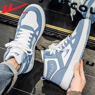 回力男鞋高幫板鞋男秋冬季新款潮流百搭小白鞋增高籃球休閑運動(dòng)鞋子男 白藍色 42