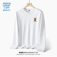 JEANSWEST LIFE真維斯長袖t恤男潮春秋純棉白色打底衫學(xué)生寬松圓領(lǐng)純色內(nèi)搭上衣