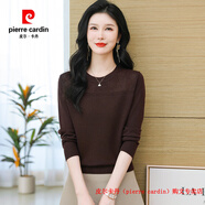 皮爾卡丹（pierre cardin）斷碼撿漏羊毛衫女2025春秋季時(shí)尚顯瘦針織打底衫圓領(lǐng)高端毛衣上衣 紅咖 S 建議80-95斤