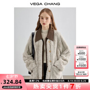 VEGA CHANG皮毛一體短外套女2025年秋冬新款寬松顯瘦高級感名媛風毛絨大衣 常規(guī)版 M