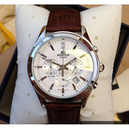 CASIO 時(shí)尚潮流男士商務(wù)真皮防水石英男表 BEM-501 506 307 EFR-517L-7A藍(lán)寶石蝴蝶扣