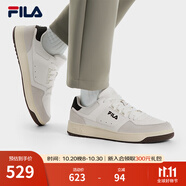 FILA 斐樂官方男鞋TARGA復(fù)古板鞋2025春季新款圓盾鞋休閑鞋小白鞋 雪白/南極灰-SA 40