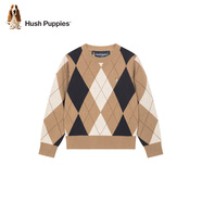 暇步士（Hush Puppies）童裝兒童線(xiàn)衣男童學(xué)院風(fēng)套頭內搭女童全棉毛衣 暖卡其   170   