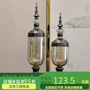 冰石美北歐復(fù)古花瓶擺件高檔客廳電視柜家居餐桌仿真花插花花藝裝飾品 古銅色花瓶-精品小款48cm