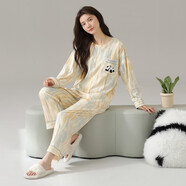 都市麗人美棉睡衣2025春秋季女式新款高品質(zhì)休閑可穿家裝女式冬季 可愛(ài)熊貓 (100%新疆棉) L (推薦體重90-110斤)