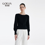 歌莉婭（GOELIA）新年紅品女裝上衣新款高級感天絲套頭衫紅色圓領(lǐng)毛衣1C2R5J020 00B黑色 L