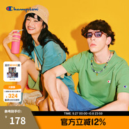 Champion冠軍短袖夏季新款男女全棉舒適簡約小C LOGO圓領情侶套頭T恤 綠色 L