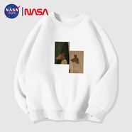 NASA GISS官方潮牌衛衣男圓領(lǐng)長(cháng)袖t恤男小熊套頭寬松打底衫 白色常規 3XL
