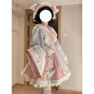 閃動(dòng)少女（SHANDONGSHAONV）粉色中華新年甜美洛麗塔少女op連衣裙國風(fēng)秋冬lolita公主裙子長(cháng)袖 粉色裙子加配飾 S