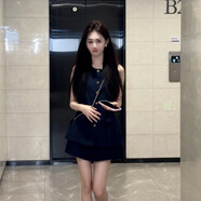 小香風(fēng)性感歐美套裝夏季女裝杏色吊帶時(shí)尚上衣 藏青色套裝 S (80-100斤)-48小時(shí)內(nèi)發(fā)貨