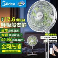 美的（Midea）【幸運草安睡1S】一級能效直流變頻聲控電風(fēng)扇家用遙控臥室靜音落地扇臺式桌面抗菌大風(fēng)力轉頁(yè)扇