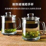 喜碧（Scybe）茶杯耐熱玻璃杯辦公杯玻璃茶杯帶蓋把手杯玻璃水杯格隆380ml 2只