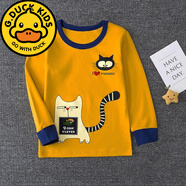 G.duck純棉兒童內衣單件上衣男童女童秋衣全棉毛衫寶寶睡衣線(xiàn)衣襯衣的 橙色長(cháng)尾貓(單件上衣) 150 /適合138-148厘米70斤內(15